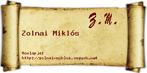 Zolnai Miklós névjegykártya